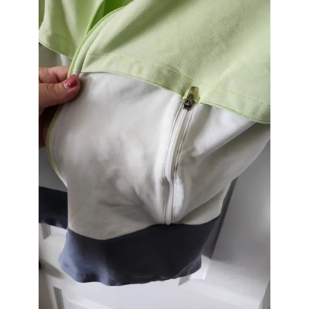 Womens Nike Dri-Fit Medium Layered Neon Green Gray Full Zip Hooded - Picture 7 of 10
